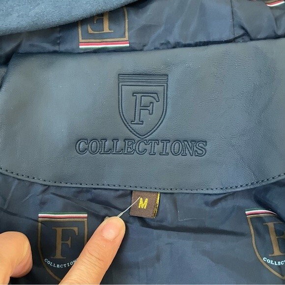 F Collections Leggi Tutto Women’s Jacket&Coat With Hood Blue Velvet Leather(M) - Picture 6 of 13